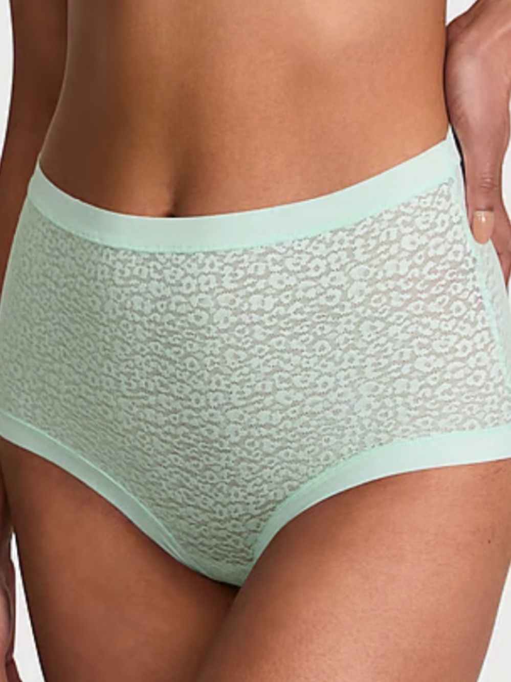 Victoria's Secret Mint Green Lace High-Waist Briefs